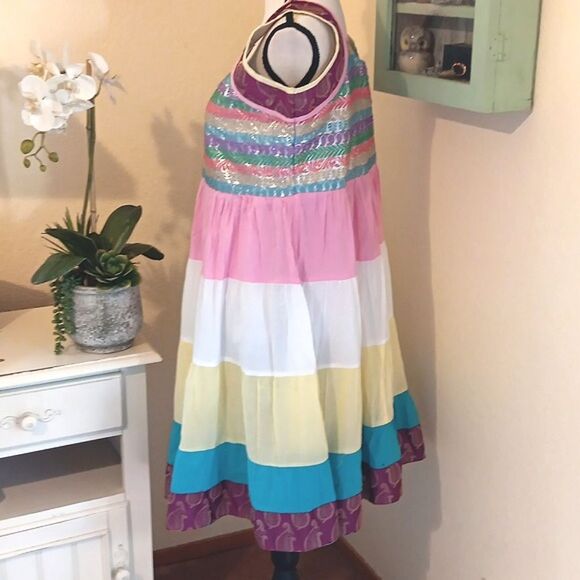 Passion Colorful Metallic Sleeveless Dress Festival. Metallic. - Picture 4 of 11